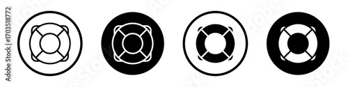 Lifebuoy icons pack in black and white versions for web.