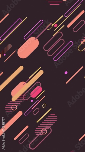 フラットポップ　カラフルでグラフィカルな背景　斜めのアップダウン　ループ　縦長