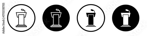 Lectern icons pack in black and white versions for web.