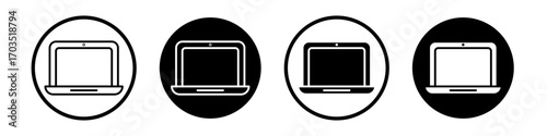 Laptop icons pack in black and white versions for web.