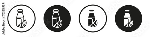 Juice bottle icons pack in black and white versions for web.