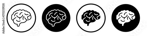 Human brain icons pack in black and white versions for web.