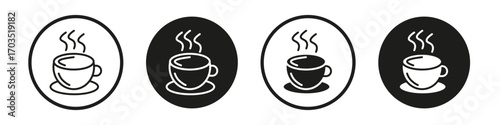 Hot drinks icons pack in black and white versions for web.