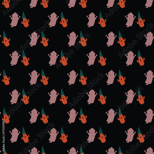Seamless pattern with cute ghosts.