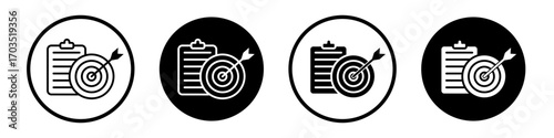 Goal setting icons pack in black and white versions for web.