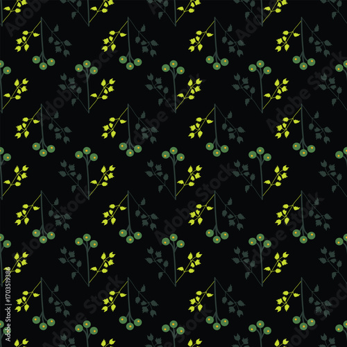 Seasonal pattern with plant leaves.