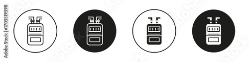 Gas meter icons pack in black and white versions for web.