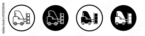 Forklift icons pack in black and white versions for web.