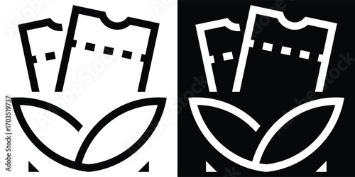 Nature park admission tickets icon with leaf design, symbolizing green events, sustainable entertainment, and ecotourism