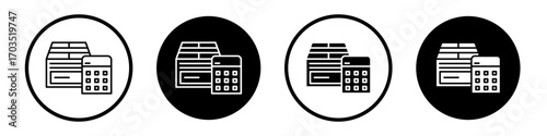 Estimate cost delivery icons pack in black and white versions for web.