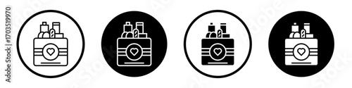 Donation box icons pack in black and white versions for web.