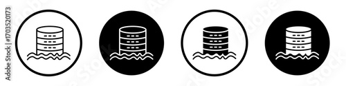 Data lake icons pack in black and white versions for web.