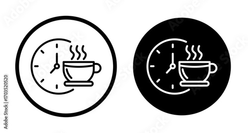 Coffee time icons pack in black and white versions for web.