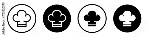 Chef hat icons pack in black and white versions for web.