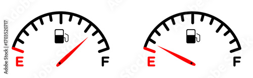 Car fuel indicator icons pack in black and white versions for web.