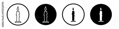 Candle icons pack in black and white versions for web.