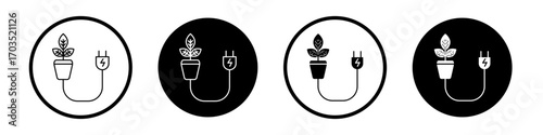 Biomass energy icons pack in black and white versions for web.
