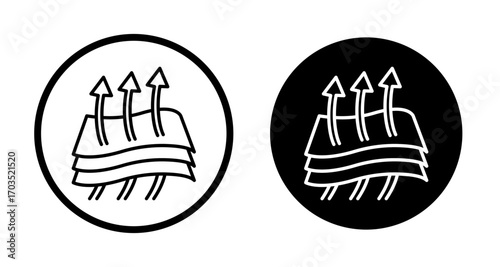 3 Breathable layers icons pack in black and white versions for web.
