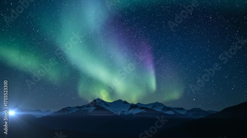 Aurora borealis style bright light shimmering with a subtle lens flare in a seamlessly looping video overlay, aurora borealis style bright light, environment