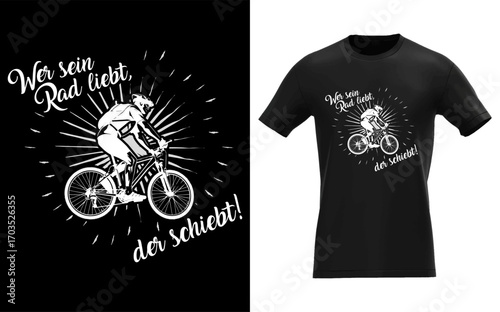 German phrase wer sein rad liebt der schiebt meaning he who loves his bike pushes it in a bold eye catching banner design with vibrant colors
