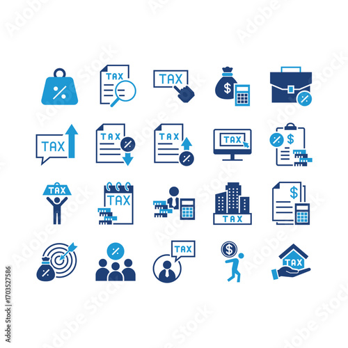 set of tax icons, finance, loan, debt