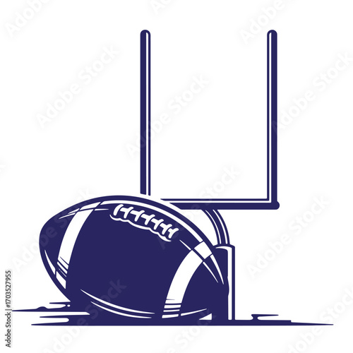 American football with goalposts silhouette sports emblem design for team branding and promotion