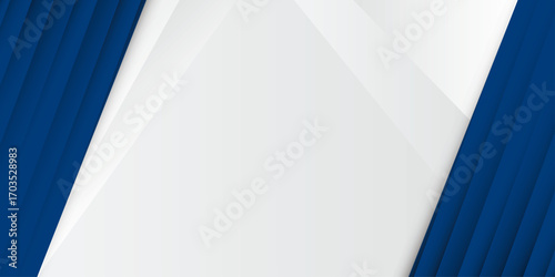 Presentation background | Abstract two side stripes shadow line with white paper cut space for text | Modern background for flyer, brochure, banner, seminar | Blue vector illustration