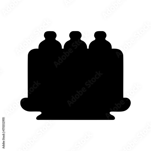 Black silhouette of three figures in a group or organization setting