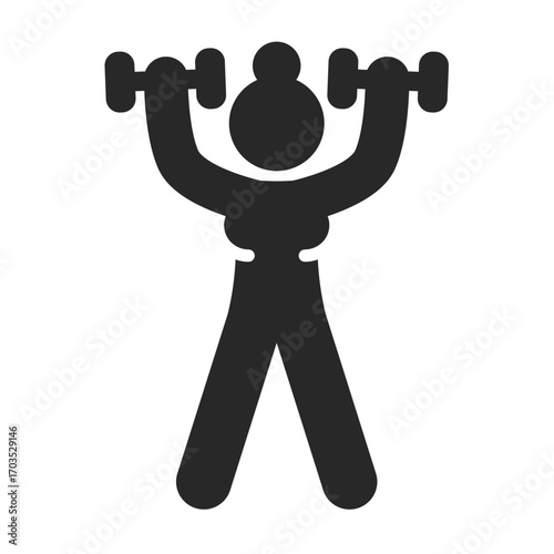 Weight lifting solid icon vector for fitness and strength training clip art.