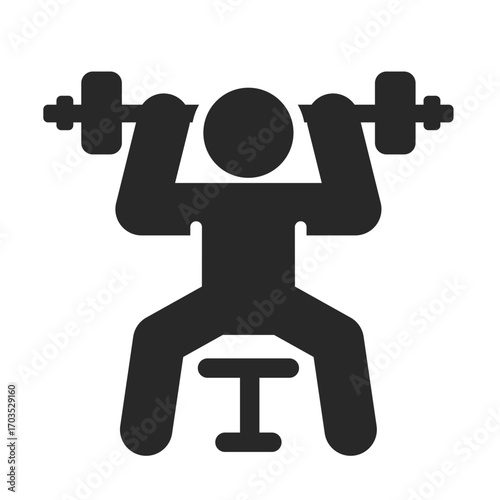 Bench press solid icon vector for gym and fitness training clip art.