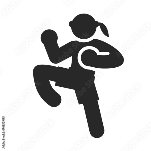Muay Thai solid icon vector for martial art and combat sport clip art.
