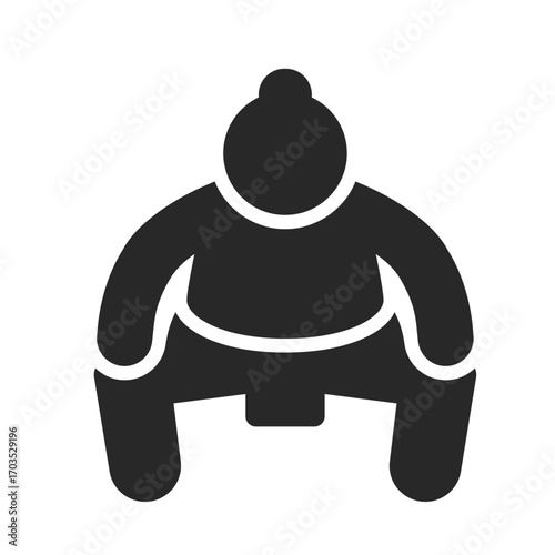 Sumo solid icon vector for Japanese martial art and combat sport clip art.