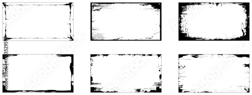 Grunge frame. Grunge background. Abstract vector template. Collection of 6 grunge black frames