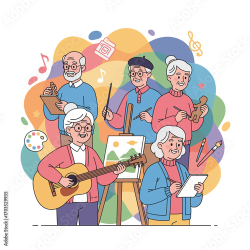 Elderly with Music and Art