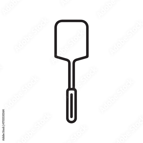 Simple Outline Drawing of a Cooking Spatula on a White Background