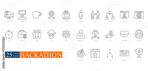 hackathon outline icon set