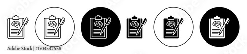 psychology treatment icons collection in black filled and stroke line style
