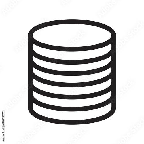 Stacked Discs Icon in Black and White Minimal Style