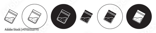 Cocaine packet icons collection in black filled and stroke line style