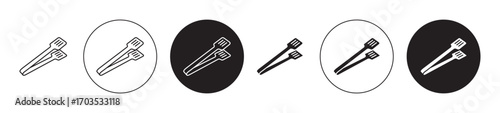 tongs icons collection in black filled and stroke line style