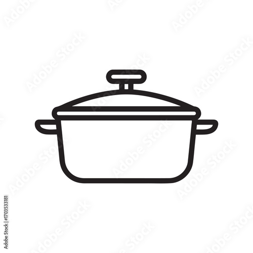 Stock Pot Outline Icon with Lid for Cooking
