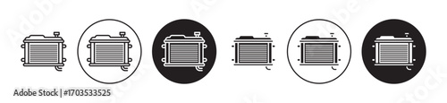 car radiator icons collection in black filled and stroke line style