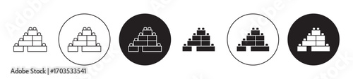 building toy icons collection in black filled and stroke line style