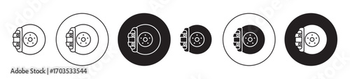 car brake pad icons collection in black filled and stroke line style
