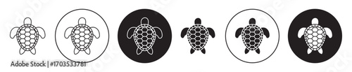 Turtle icons collection in black filled and stroke line style
