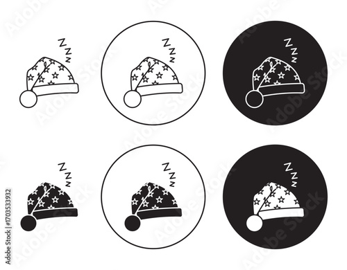 Sleeping Hat icons collection in black filled and stroke line style