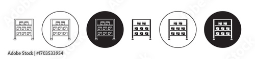 Shelves Storage icons collection in black filled and stroke line style