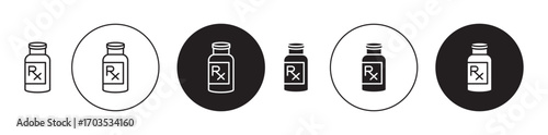 RX icons collection in black filled and stroke line style