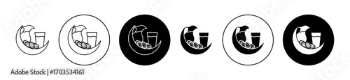 Ramadan Iftar icons collection in black filled and stroke line style