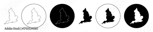 Map of England icons collection in black filled and stroke line style